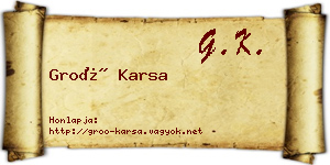 Groó Karsa névjegykártya